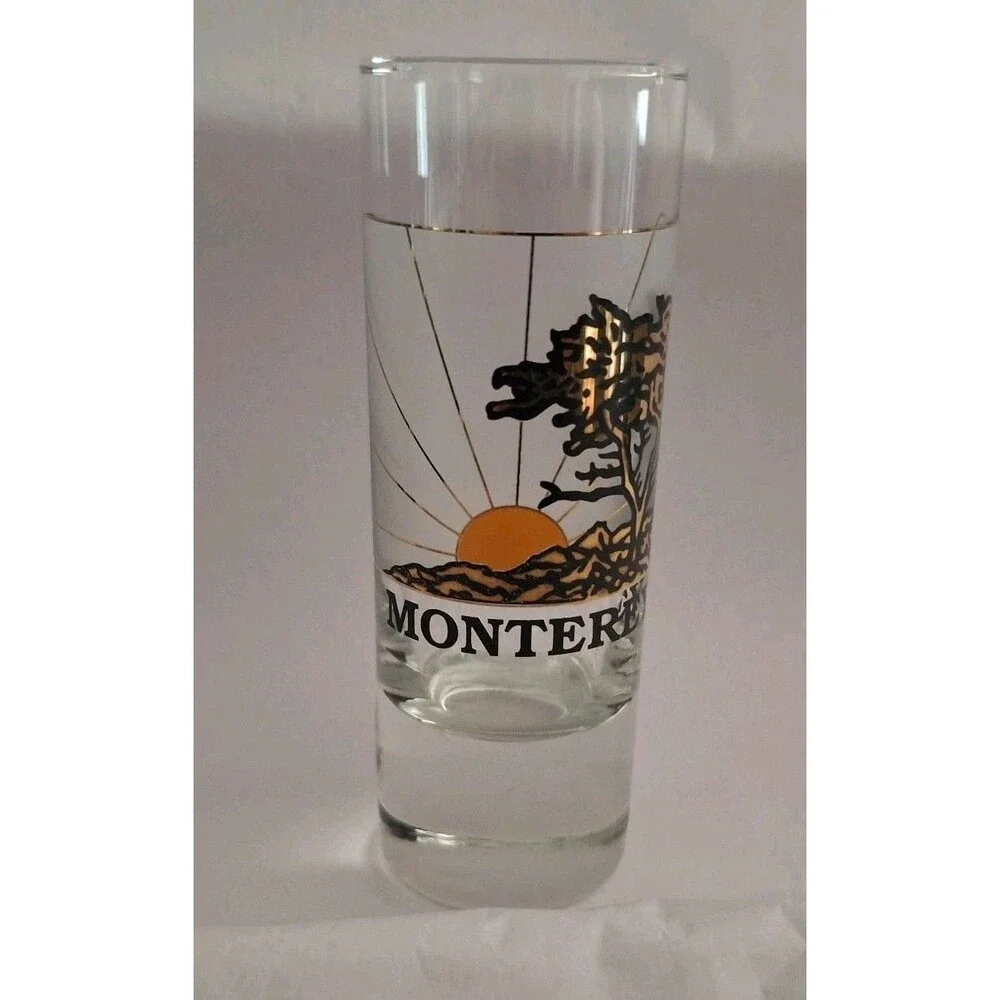Monterey Peninsula California Tall Shot Glass Sun Trees